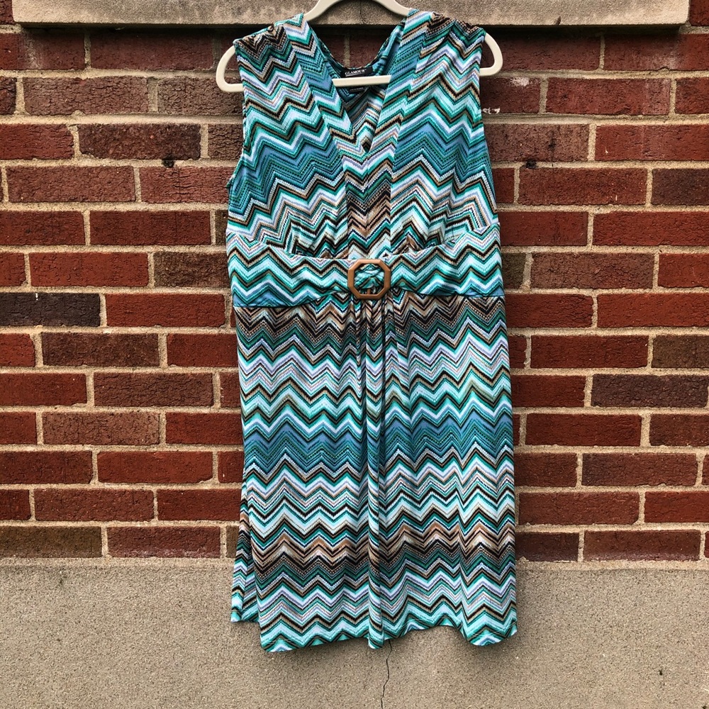 Chevron turquoise dress
